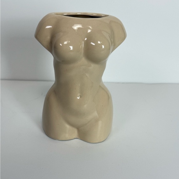 Modern Cream Ceramic Women's Body Nude Stem Vase - Picture 2 of 8